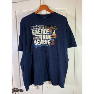 Boredwalk Science Is True Whether Or Not You Believe In It Navy Graphic Tee 2XL